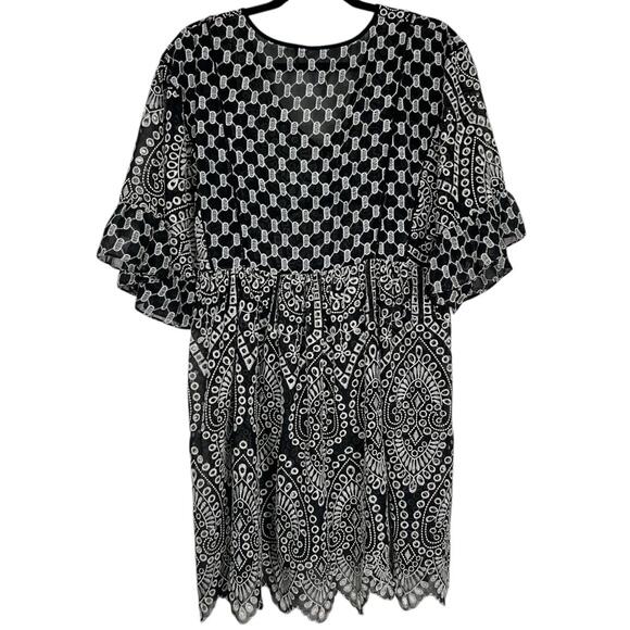 Anthropologie Akemi + Kin Brooke Eyelet Swing Dress Black/White – Size 2 - Picture 4 of 8